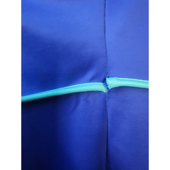 Blue and Turquoise Y2k Body Con Halter Mini Dress XS Teal Contrasting Trim - Picture 9 of 9